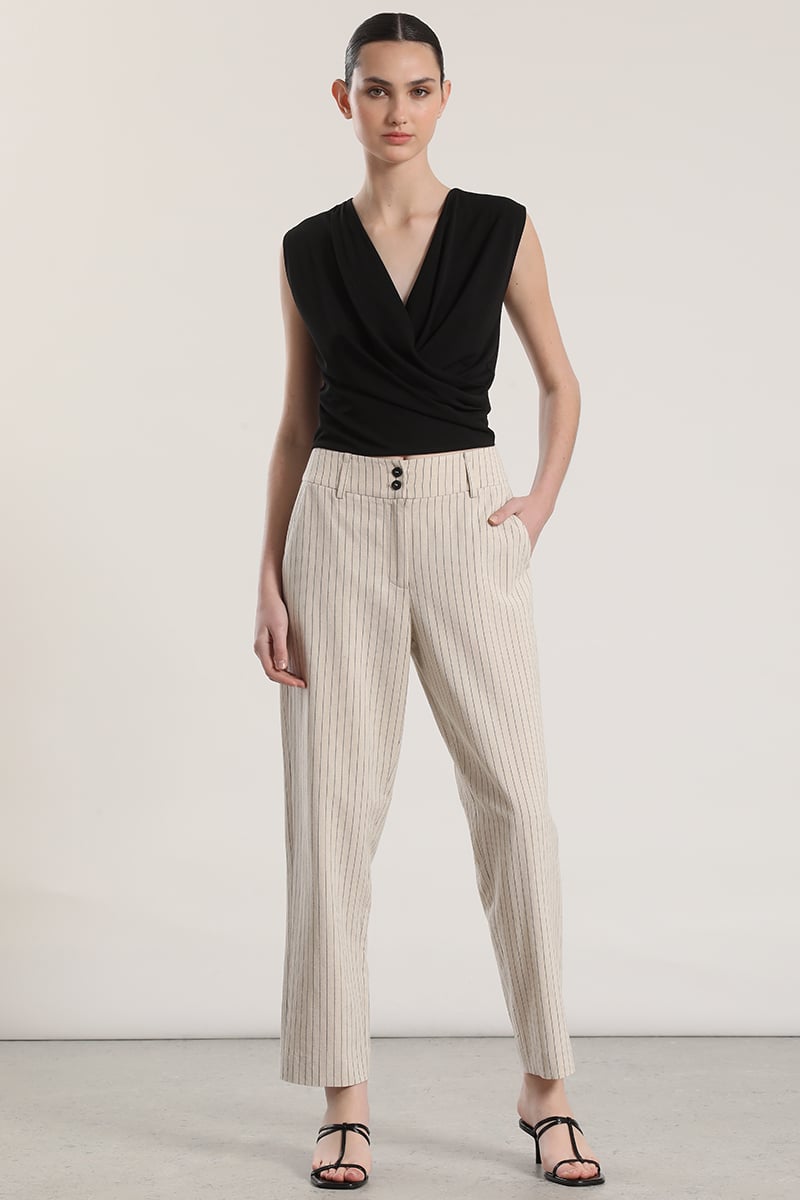 PANTALON SASTRE LINO LIOLA MUJER BEIGE - 3