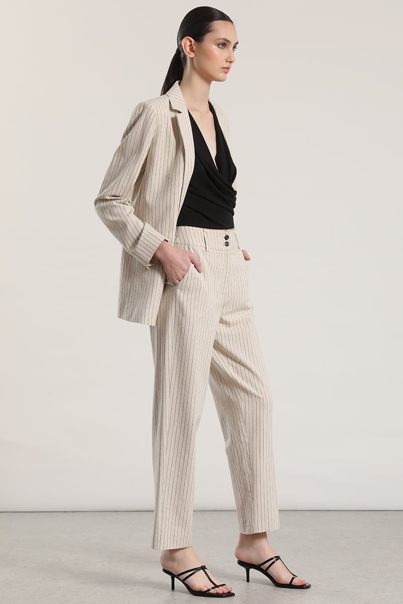 PANTALON SASTRE LINO LIOLA MUJER BEIGE - 4