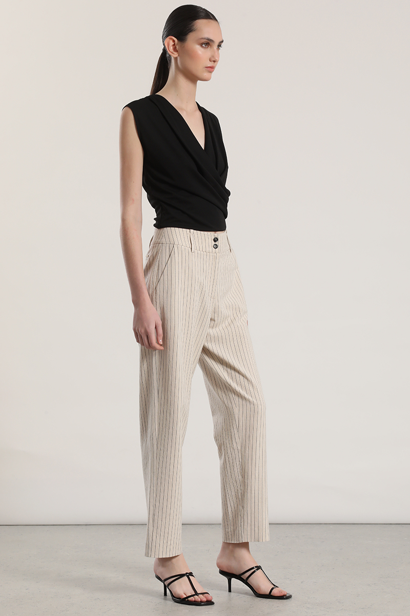 PANTALON SASTRE LINO LIOLA MUJER BEIGE - 5