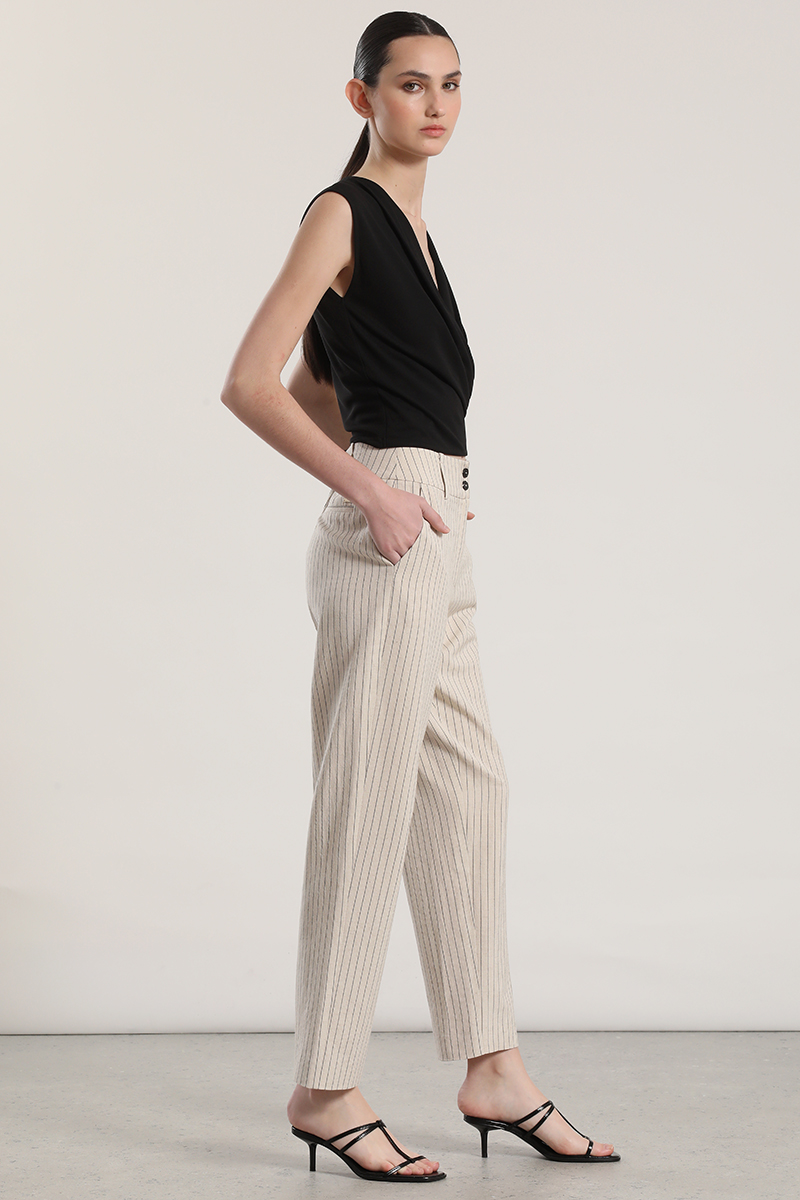 PANTALON SASTRE LINO LIOLA MUJER BEIGE - 6