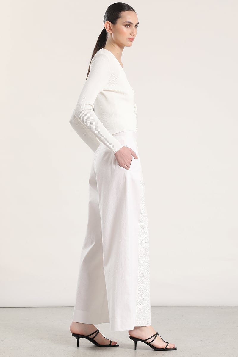 PANTALON ANCHO LINO MUJER LIOLA CRUDO - 4