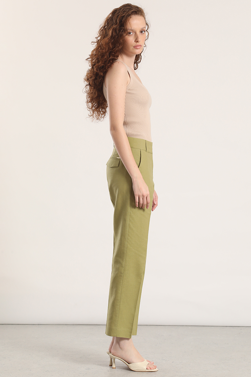 PANTALON SASTRE LINO LIOLA VERDE - 5