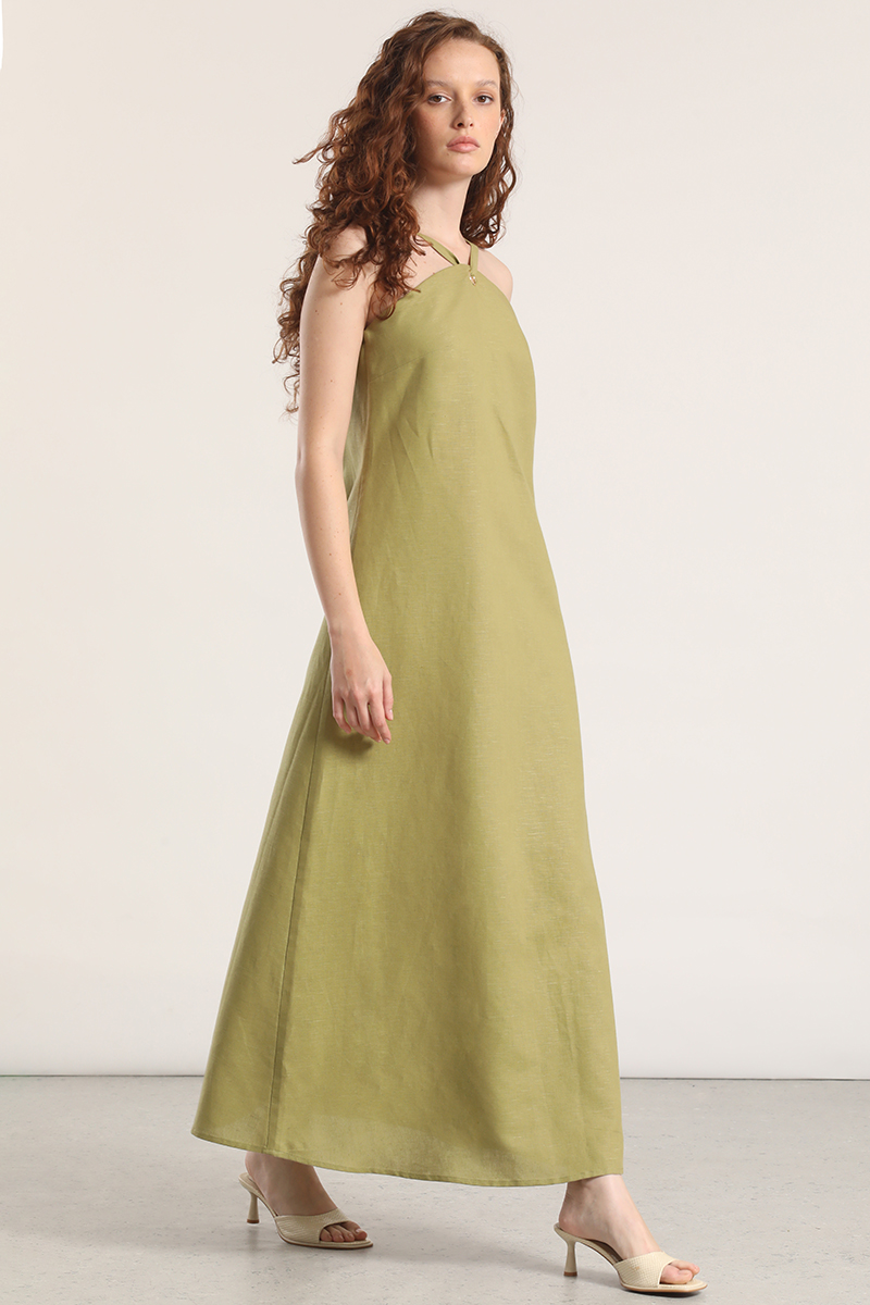 VESTIDO MAXI LINO LIOLA MUJER VERDE - 4
