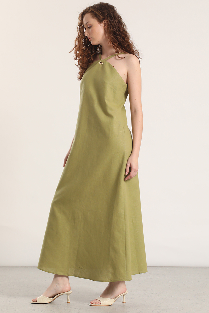 VESTIDO MAXI LINO LIOLA MUJER VERDE - 5