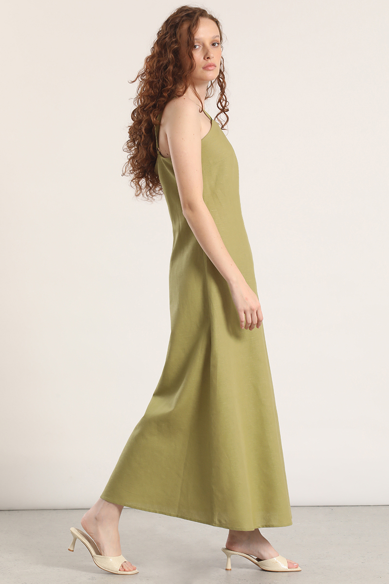 VESTIDO MAXI LINO LIOLA MUJER VERDE - 6