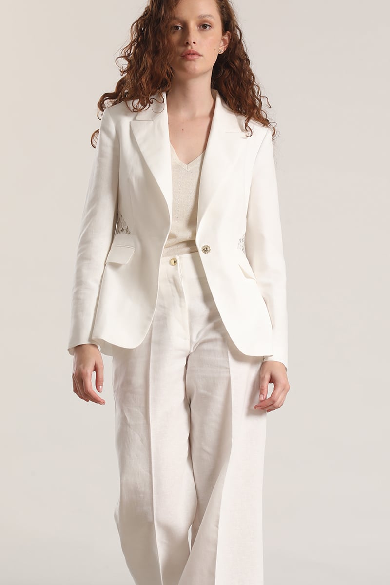 BLAZER CON ENCAJE LINO LIOLA MUJER CRUDO - 2