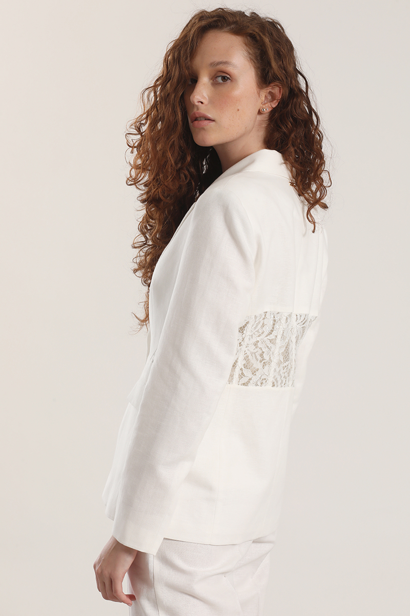 BLAZER CON ENCAJE LINO LIOLA MUJER CRUDO - 5