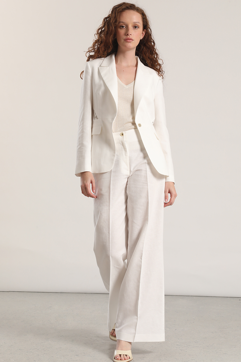 BLAZER CON ENCAJE LINO LIOLA MUJER CRUDO - 7