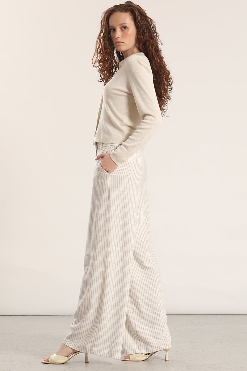 PANTALON ANCHO LINO LIOLA MUJER BEIGE - 2
