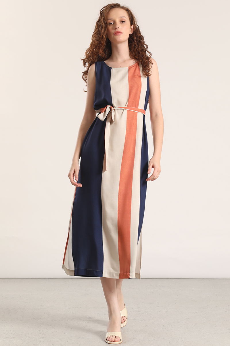 VESTIDO MIDI ESTAMPADO LIOLA MUJER AZUL - 1