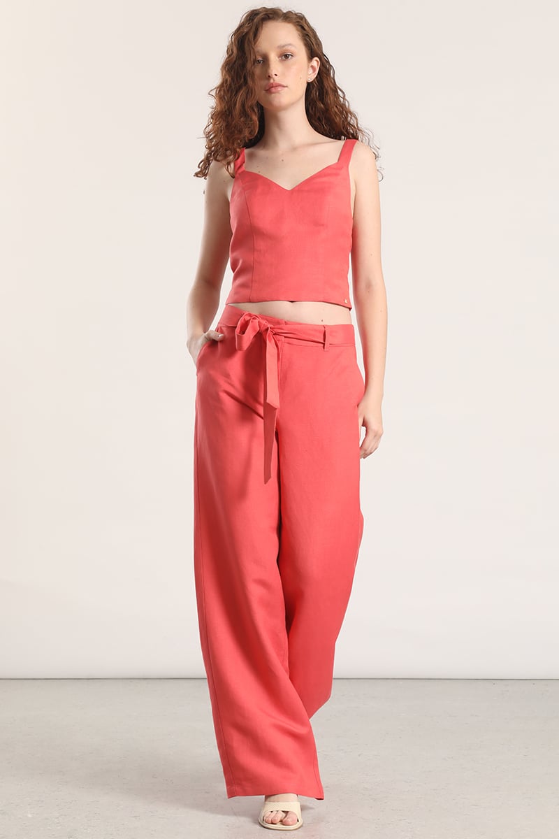 TOP CROP LINO LIOLA MUJER CORAL - 2