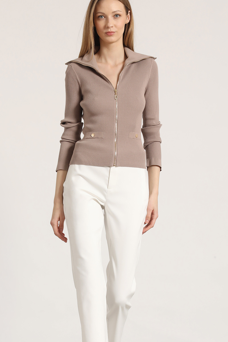 CARDIGAN PUNTO CON CIERRE LIOLA MUJER TOPO - 5