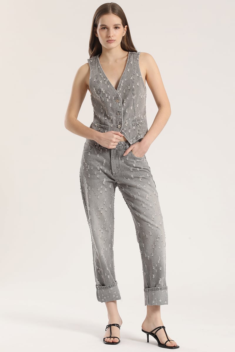 CHALECO SASTRE DESGASTADO DENIM LIOLA MUJER GRIS - 3