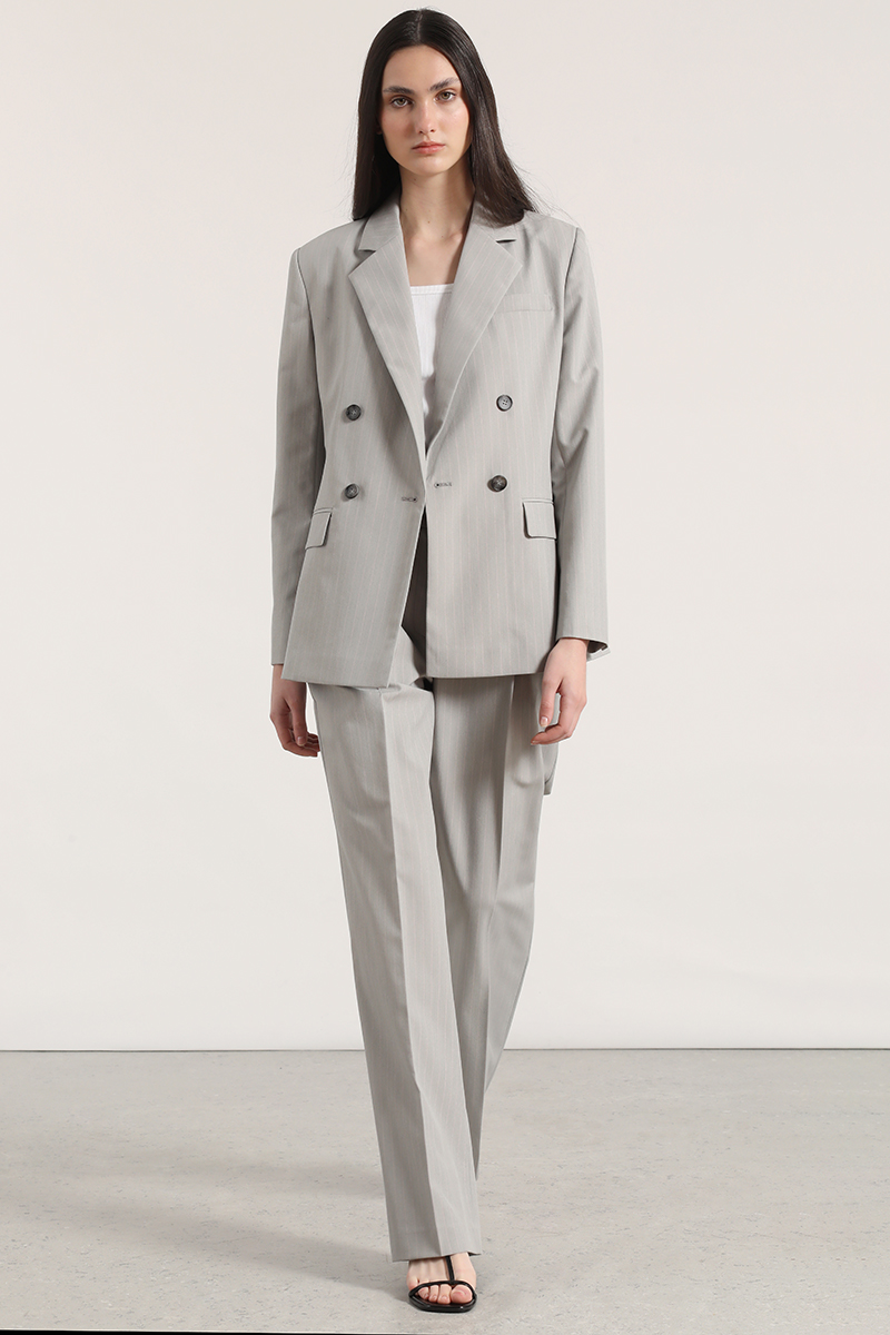 PANTALON ANCHO CON PINZA LIOLA MUJER GRIS - 2
