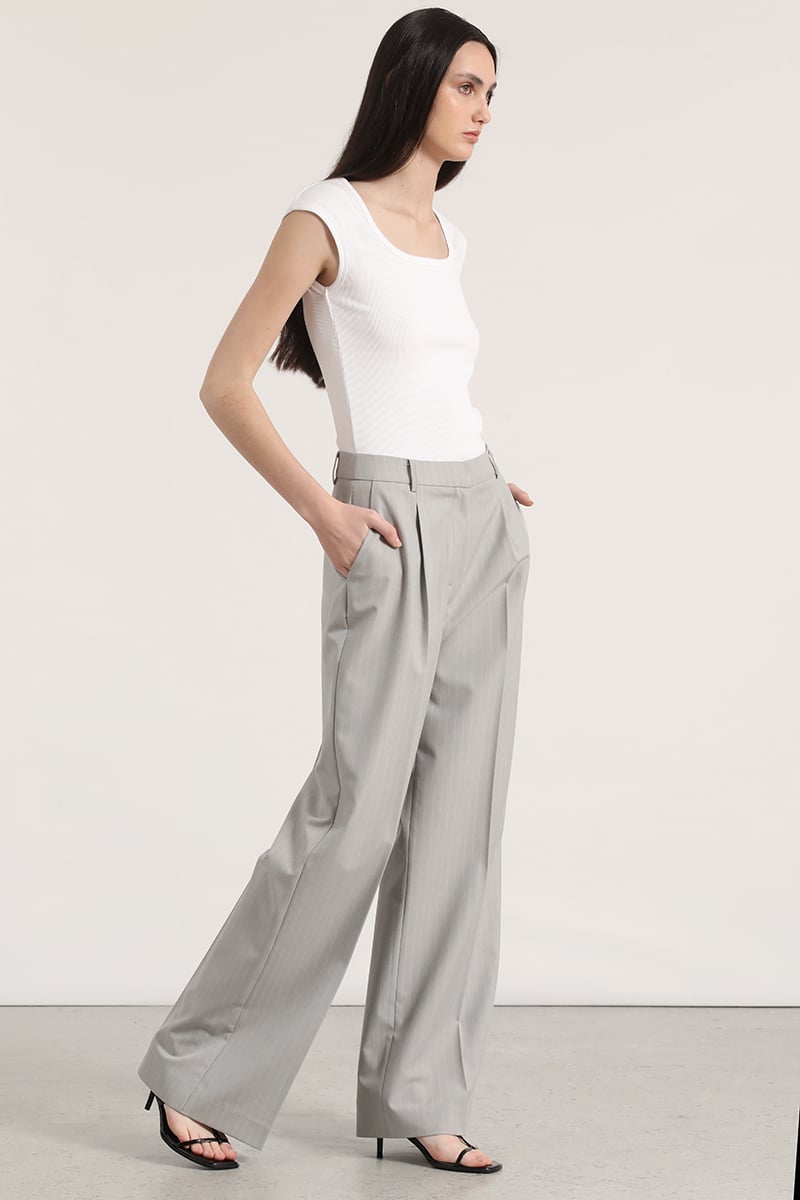 PANTALON ANCHO CON PINZA LIOLA MUJER GRIS - 4