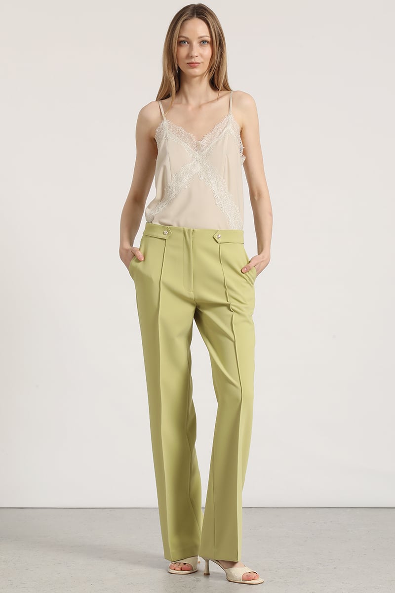 PANTALON RECTO APLICACION LIOLA MUJER PISTACHO - 1