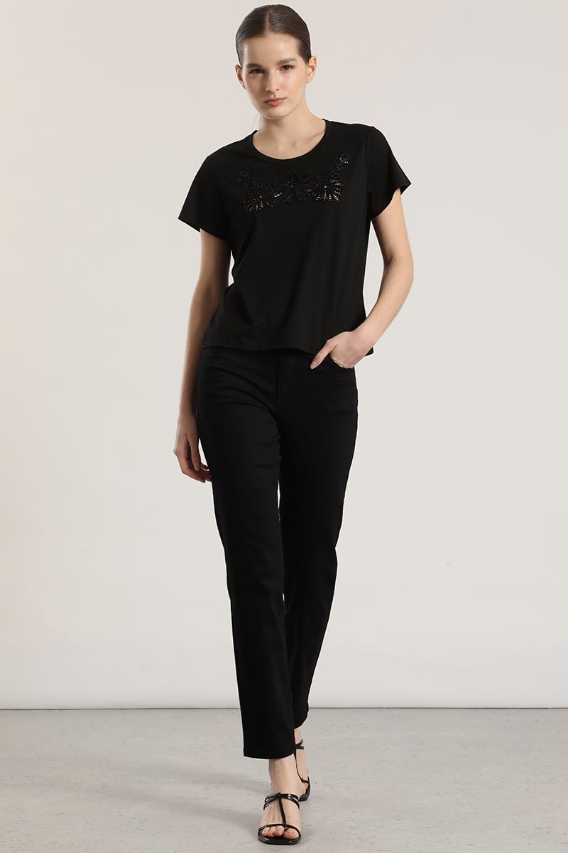 POLERA CON BORDADOS LIOLA MUJER NEGRO - 2