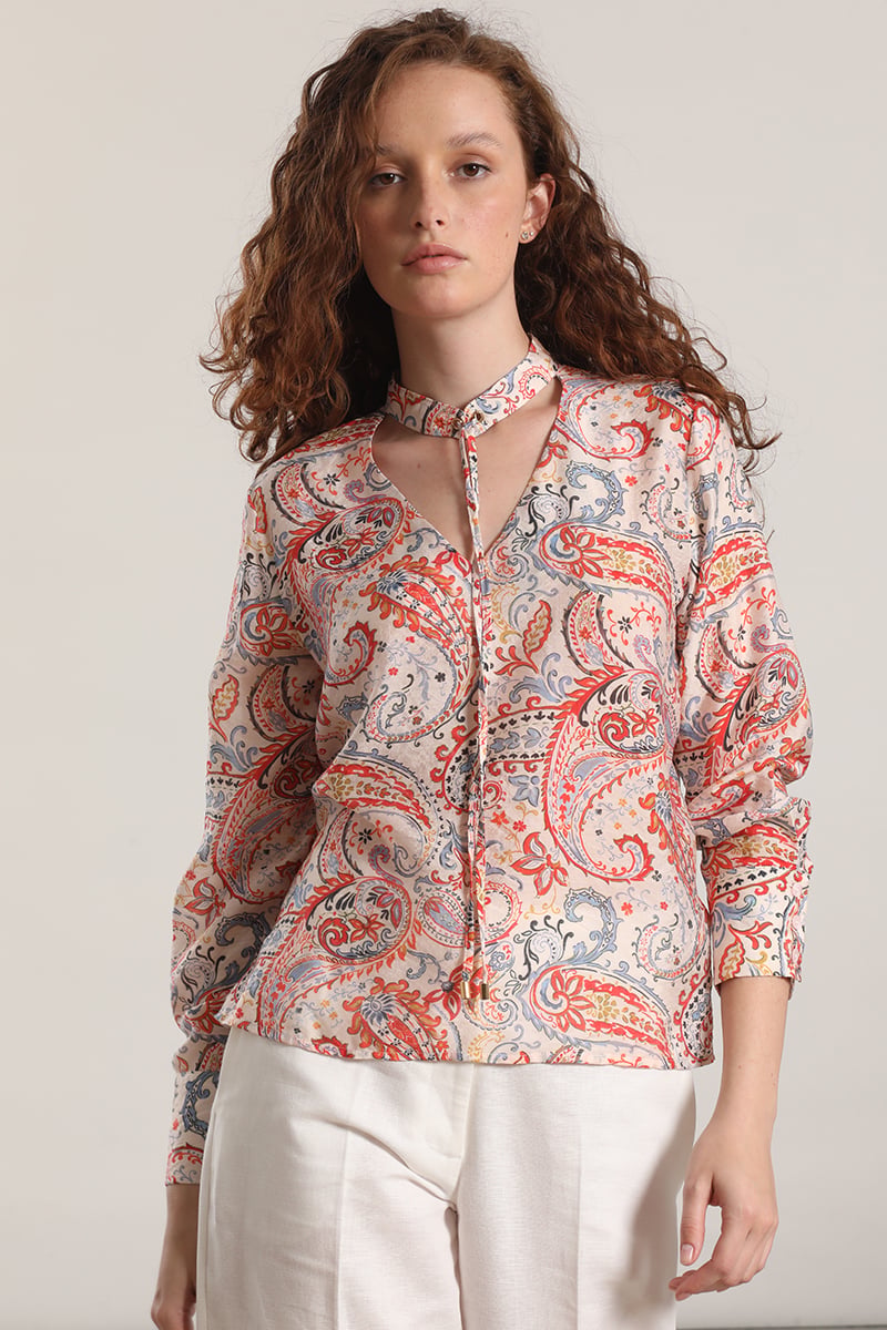 BLUSA VOILE ESTAMPADO LIOLA MUJER ROJO - 1