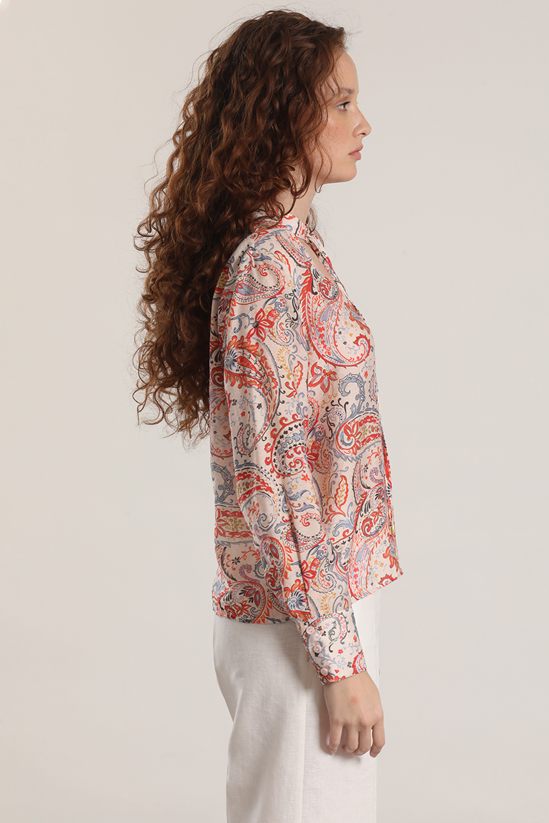 BLUSA VOILE ESTAMPADO LIOLA MUJER ROJO - 3