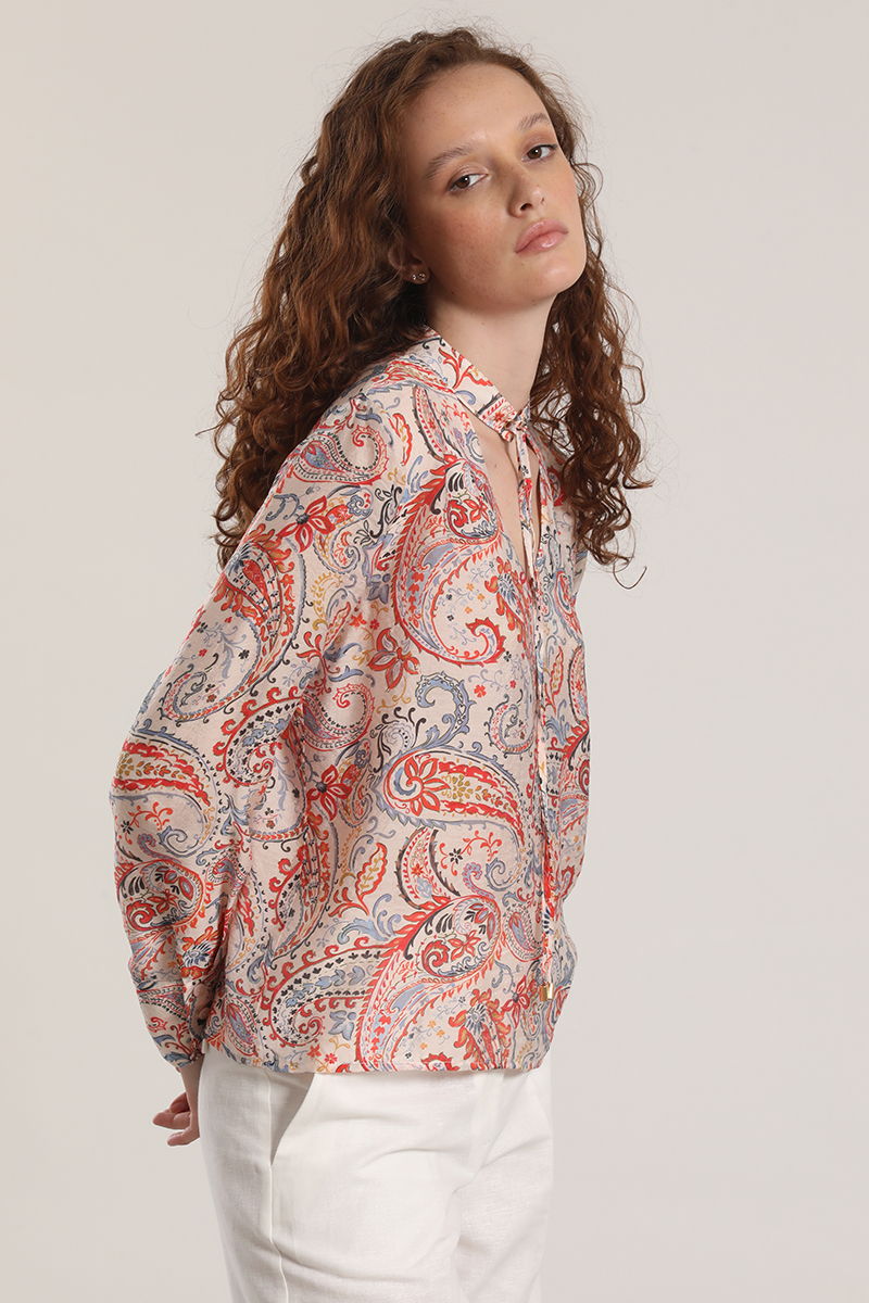 BLUSA VOILE ESTAMPADO LIOLA MUJER ROJO - 4