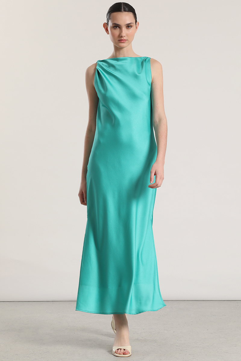 VESTIDO MAXI SATIN LIOLA MUJER VERDE - 1