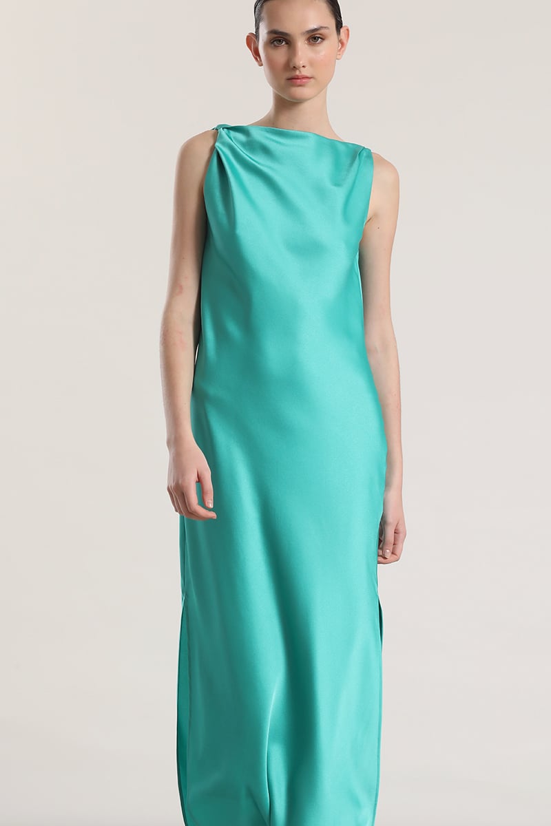 VESTIDO MAXI SATIN LIOLA MUJER VERDE - 3