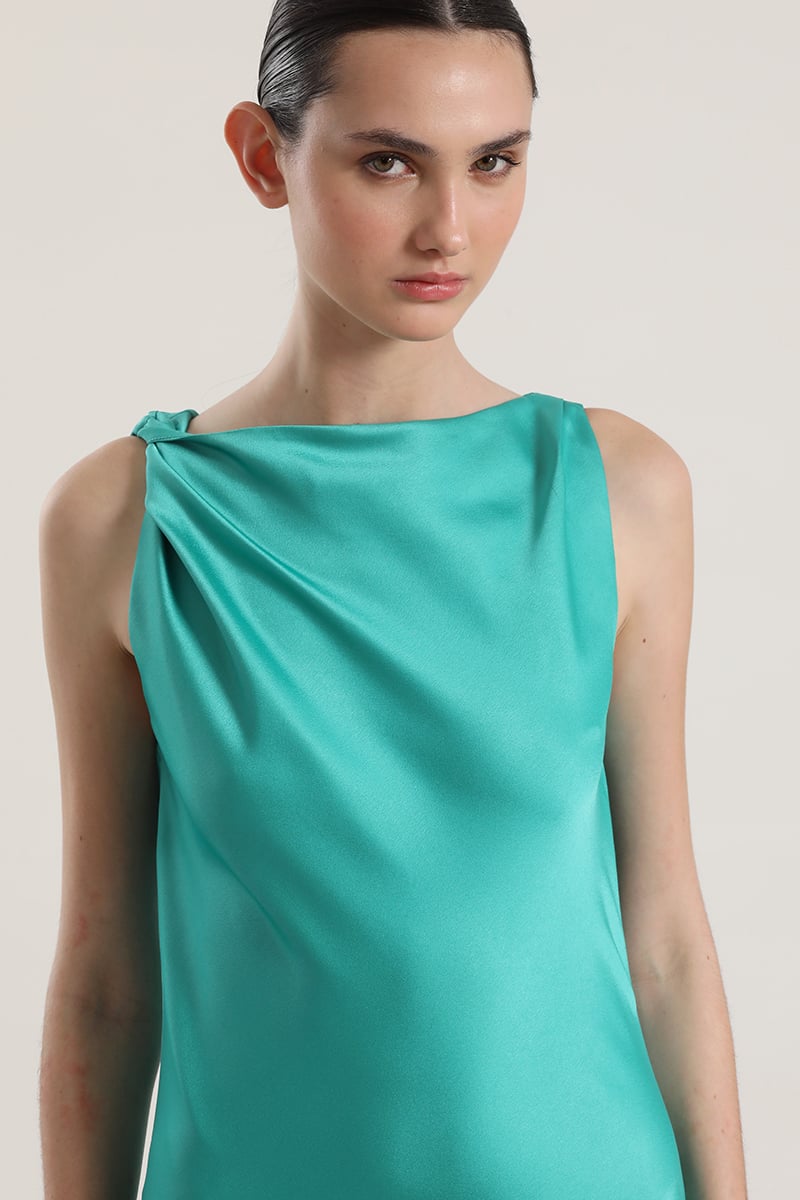 VESTIDO MAXI SATIN LIOLA MUJER VERDE - 8