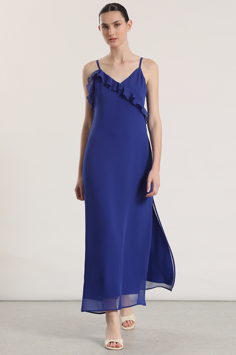 VESTIDO MAXI VOLANTES LIOLA MUJER AZULINO - 8