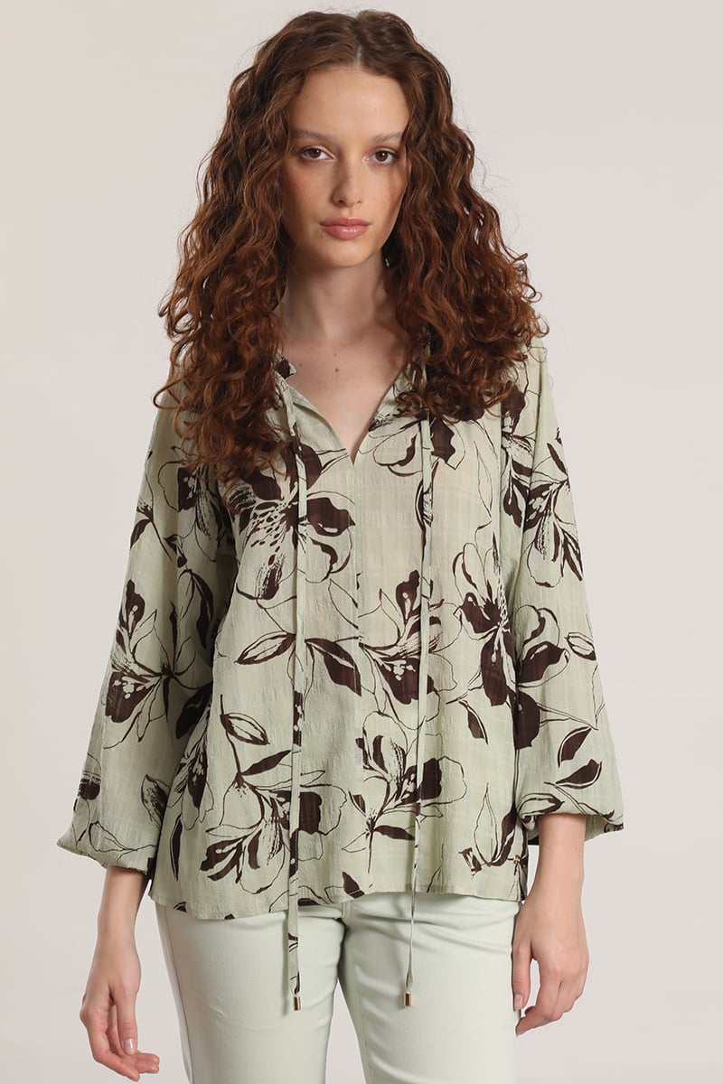 BLUSA ESTAMPADO FLORAL LIOLA MUJER VERDE - 1