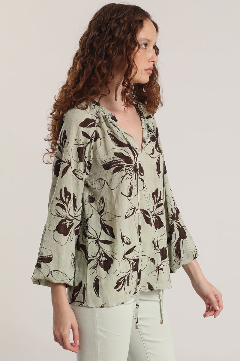 BLUSA ESTAMPADO FLORAL LIOLA MUJER VERDE - 4