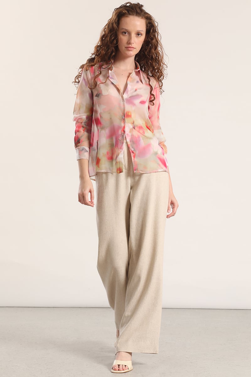 BLUSA SEMITRANSPARENTE ACUARELA LIOLA MUJER ROSA - 2