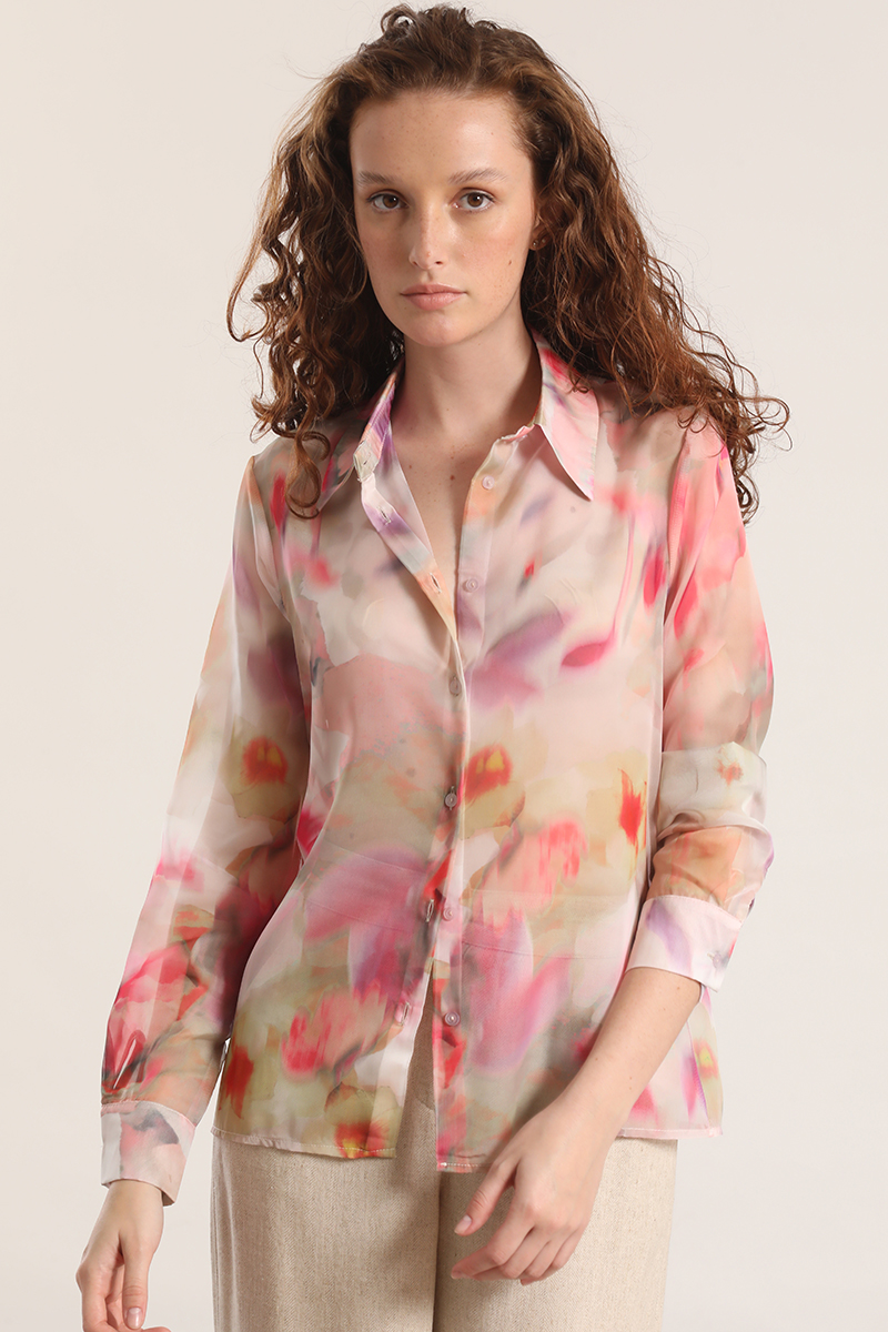 BLUSA SEMITRANSPARENTE ACUARELA LIOLA MUJER ROSA - 4