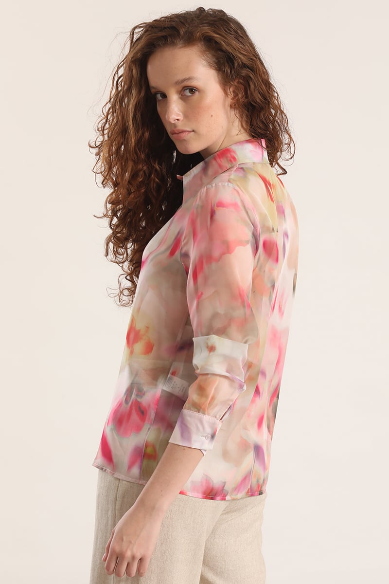 BLUSA SEMITRANSPARENTE ACUARELA LIOLA MUJER ROSA - 5