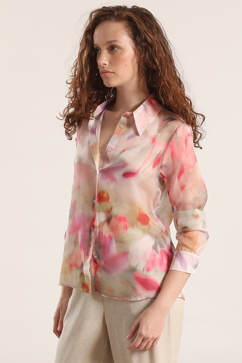 BLUSA SEMITRANSPARENTE ACUARELA LIOLA MUJER ROSA - 6
