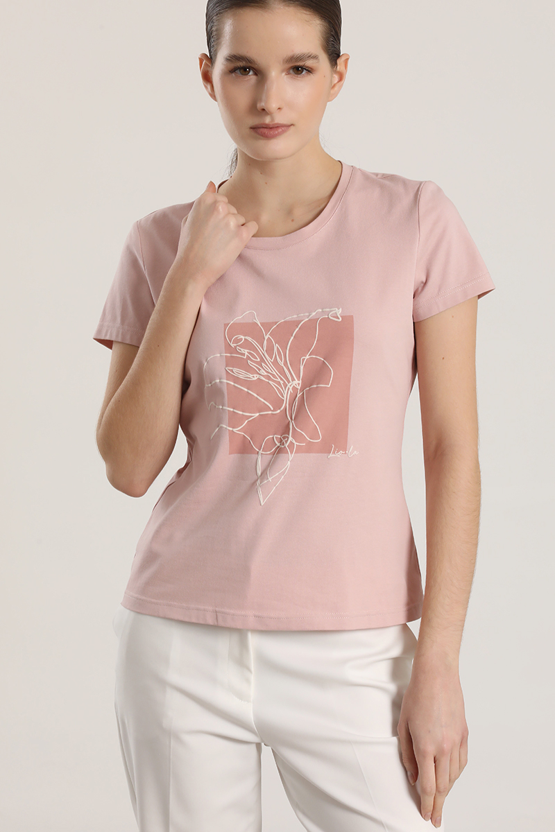 POLERA ESTAMPADO FLOR LIOLA MUJER ROSA - 1