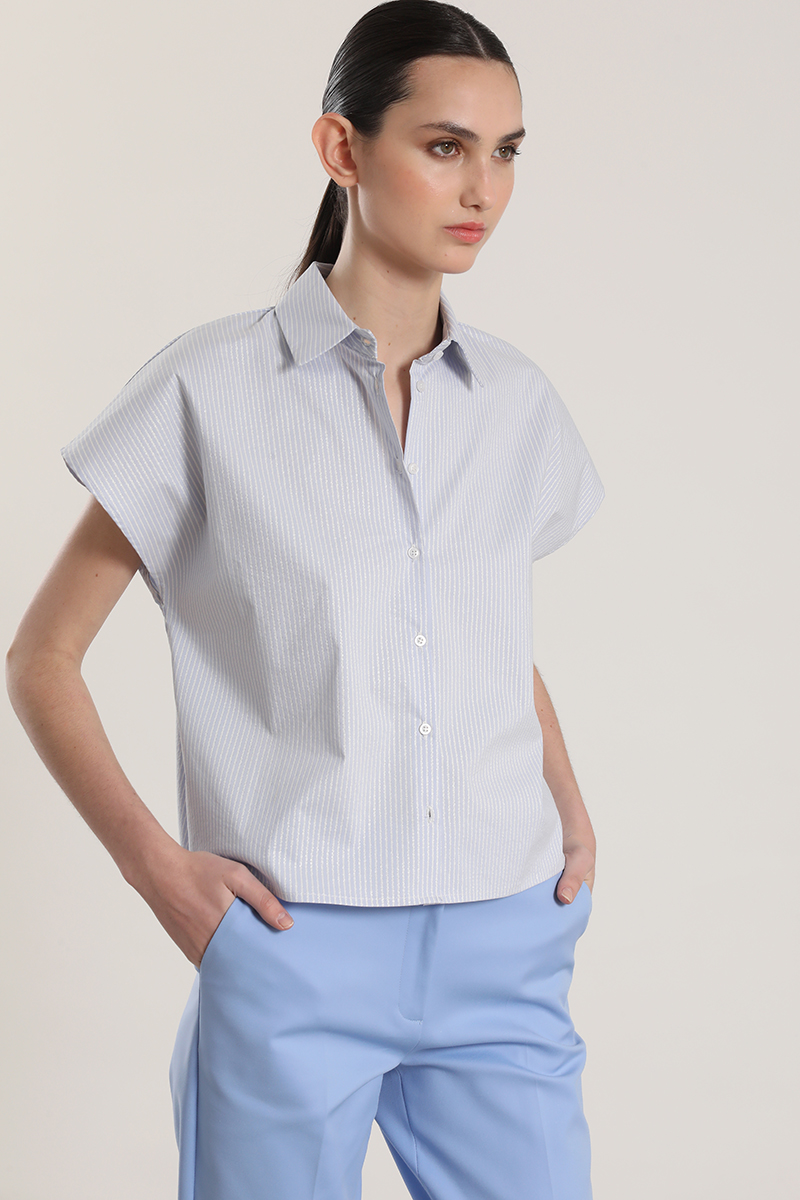 BLUSA RAYAS METALIZADO LIOLA MUJER AZUL - 3