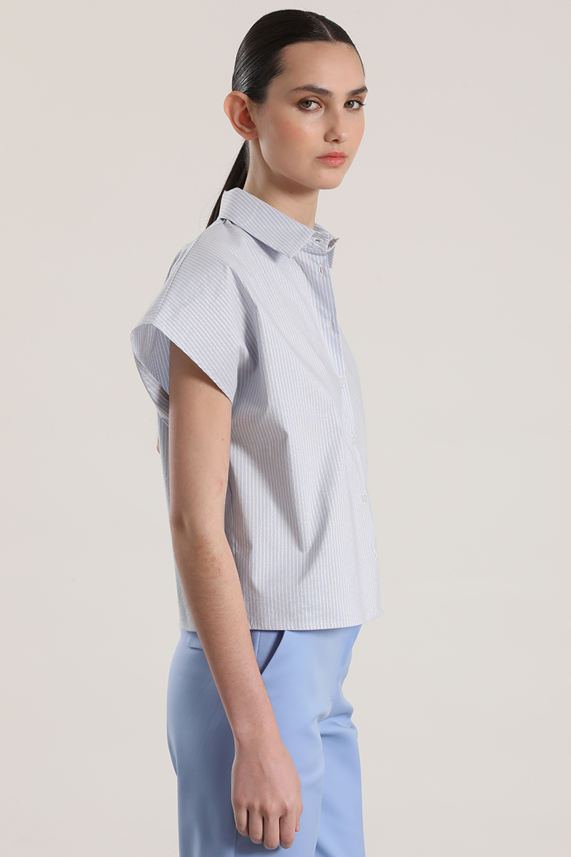 BLUSA RAYAS METALIZADO LIOLA MUJER AZUL - 5