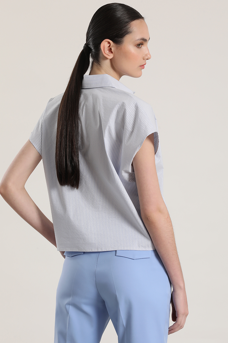 BLUSA RAYAS METALIZADO LIOLA MUJER AZUL - 6
