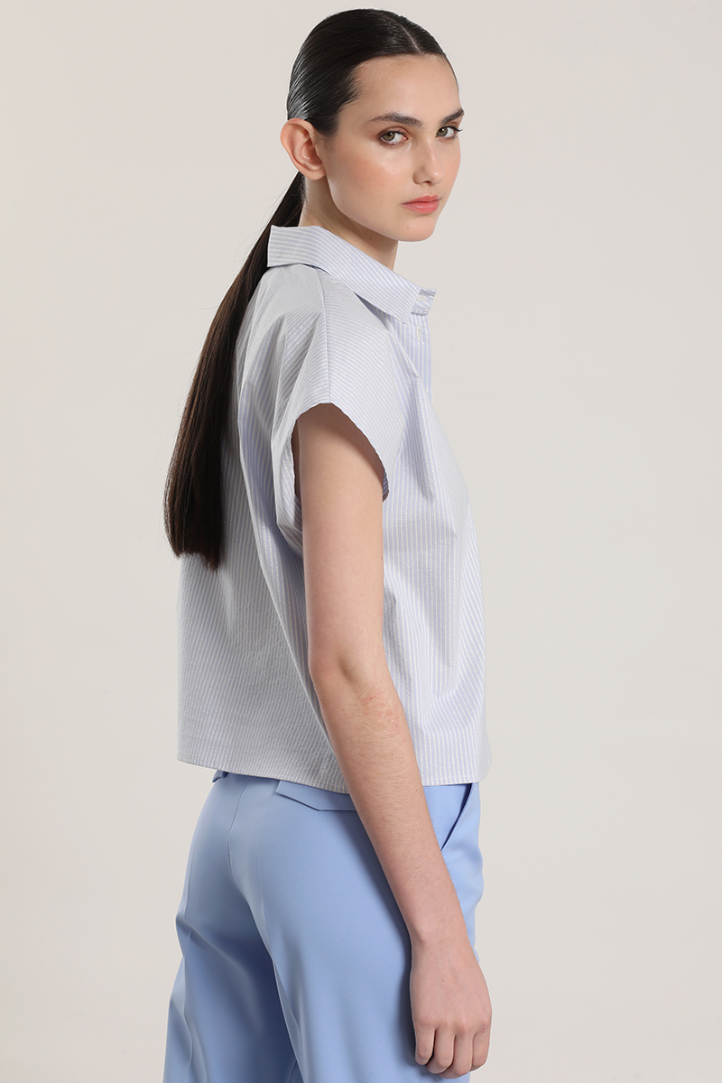 BLUSA RAYAS METALIZADO LIOLA MUJER AZUL - 7
