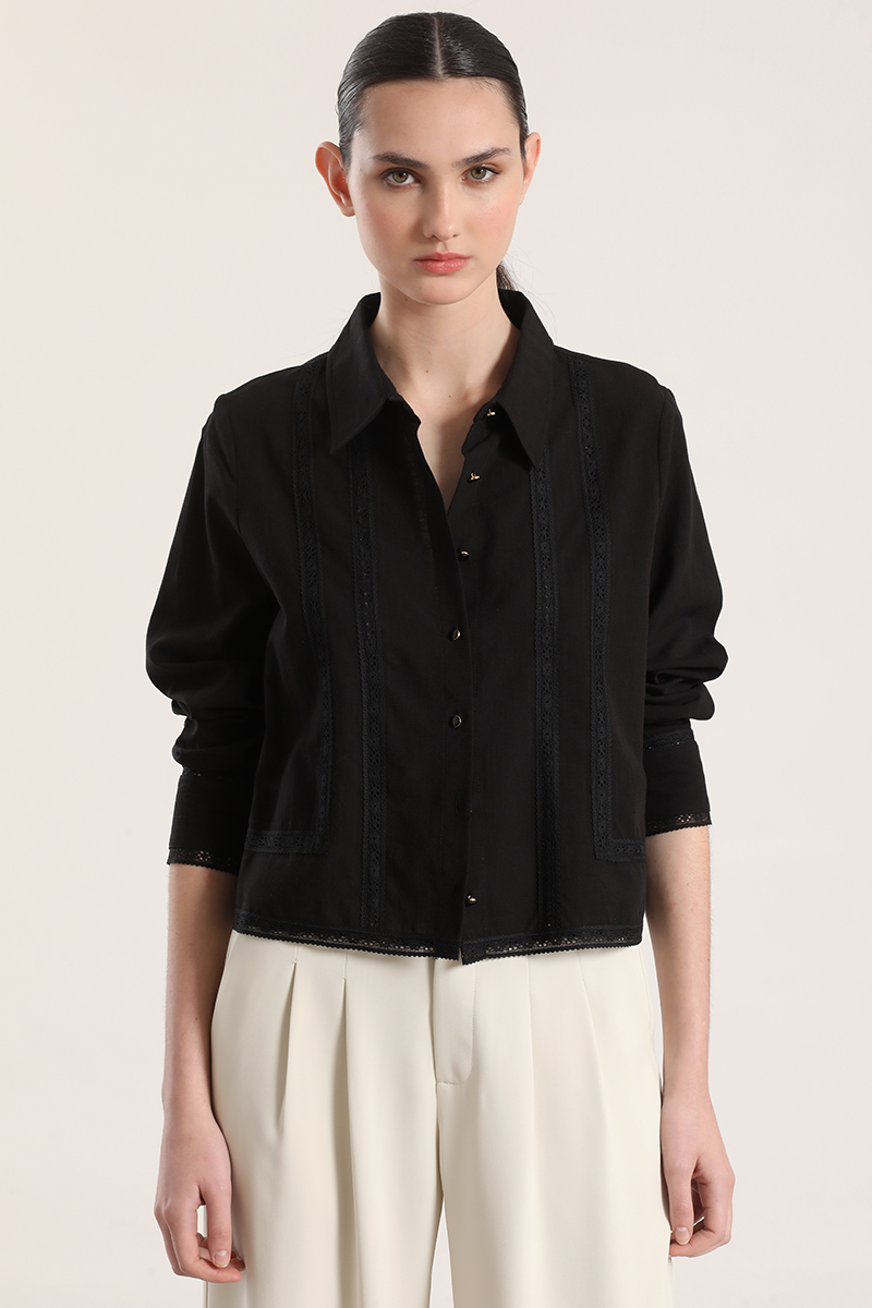 CAMISA CON CINTA LIOLA MUJER NEGRO - 3