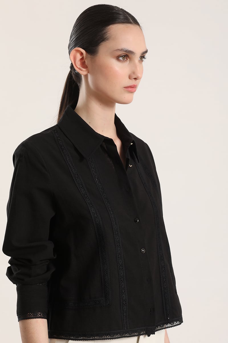 CAMISA CON CINTA LIOLA MUJER NEGRO - 4