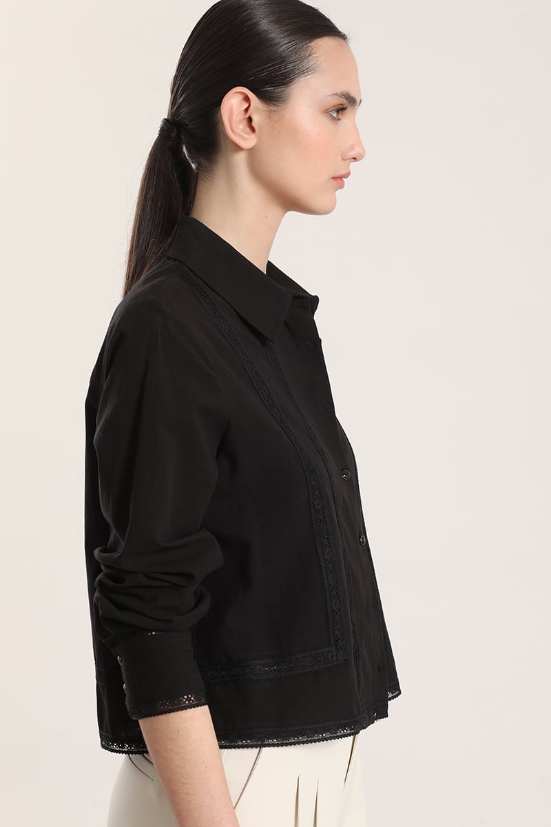 CAMISA CON CINTA LIOLA MUJER NEGRO - 5