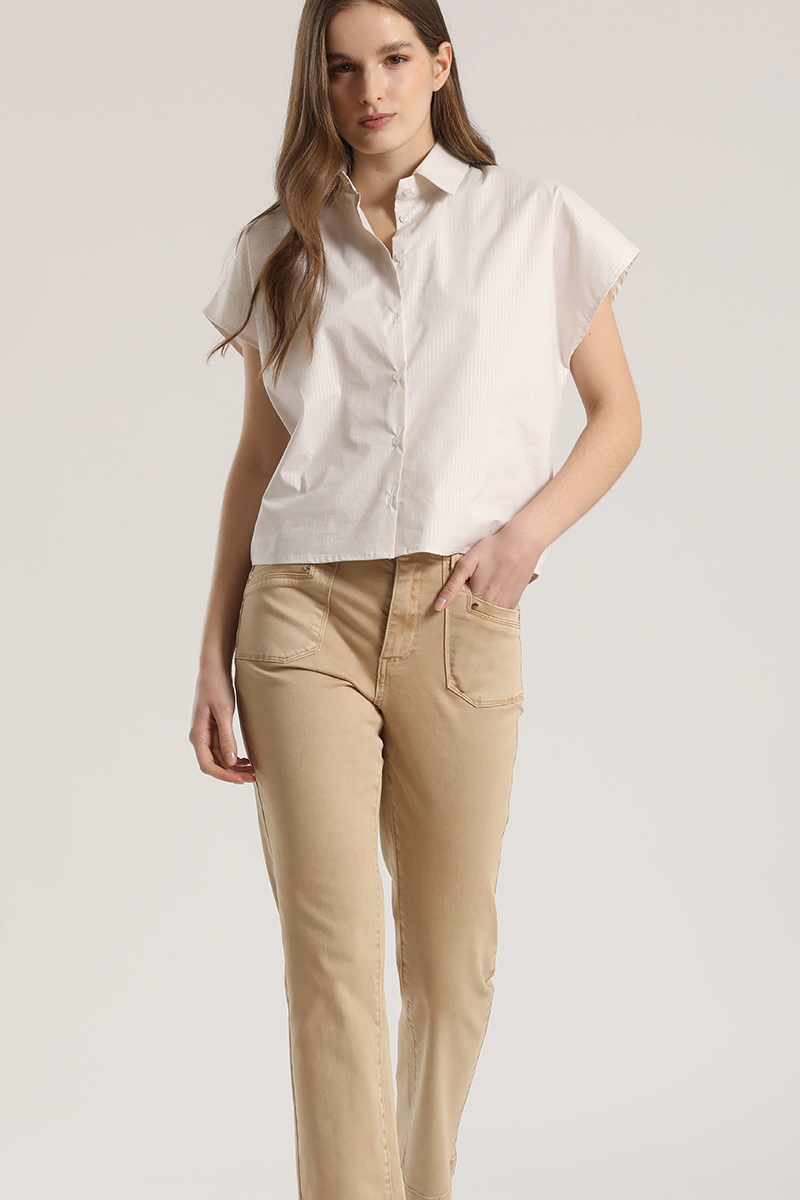 BLUSA RAYAS METALIZADO LIOLA MUJER BEIGE - 3