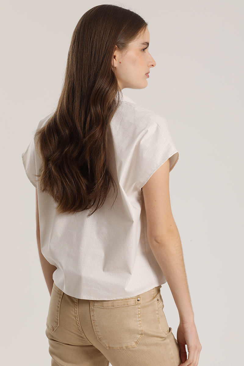 BLUSA RAYAS METALIZADO LIOLA MUJER BEIGE - 6
