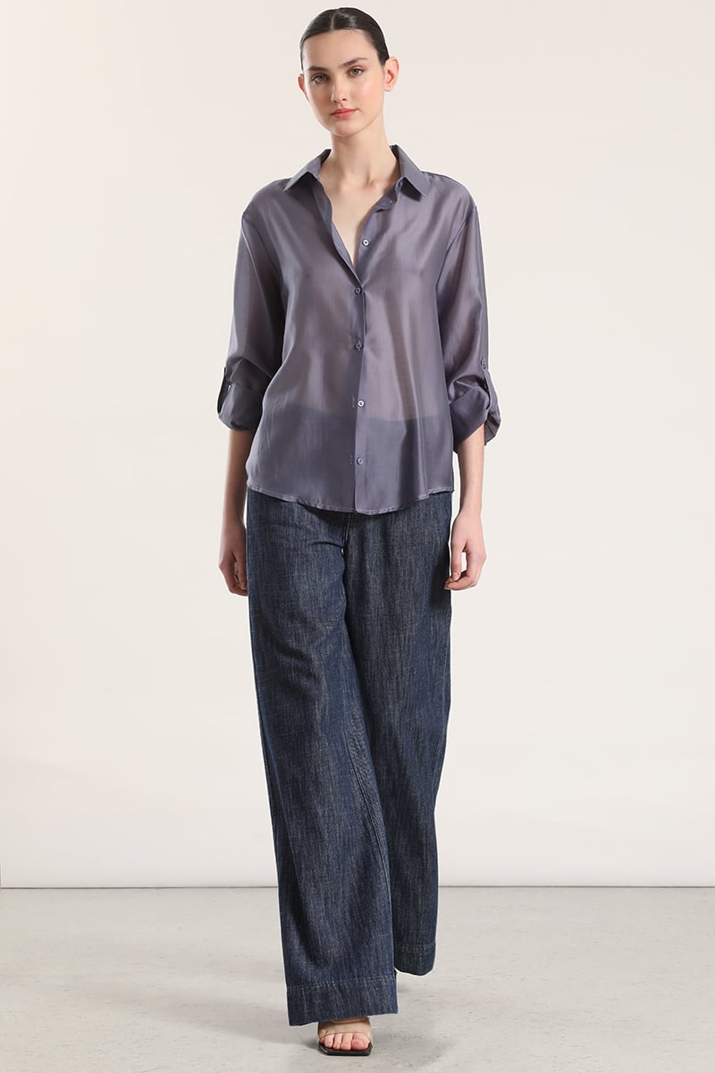 BLUSA SEMITRANSPARENTE ROLL UP LIOLA MUJER AZUL - 2
