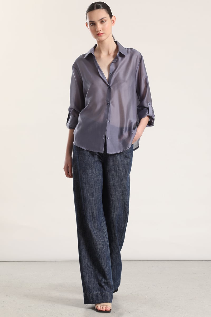 BLUSA SEMITRANSPARENTE ROLL UP LIOLA MUJER AZUL - 4