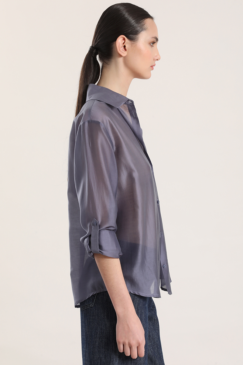 BLUSA SEMITRANSPARENTE ROLL UP LIOLA MUJER AZUL - 5