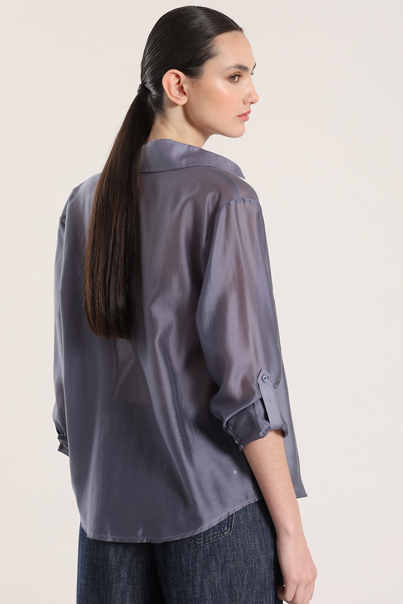 BLUSA SEMITRANSPARENTE ROLL UP LIOLA MUJER AZUL - 6