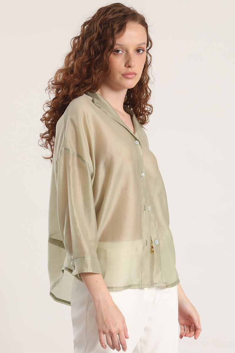 BLUSA SEMITRANSPARENTE LIOLA MUJER VERDE - 1