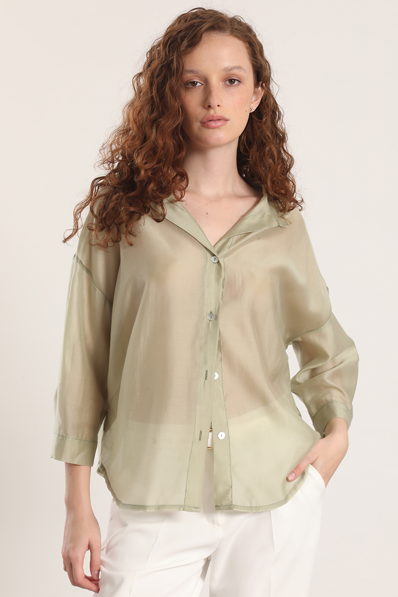 BLUSA SEMITRANSPARENTE LIOLA MUJER VERDE - 3